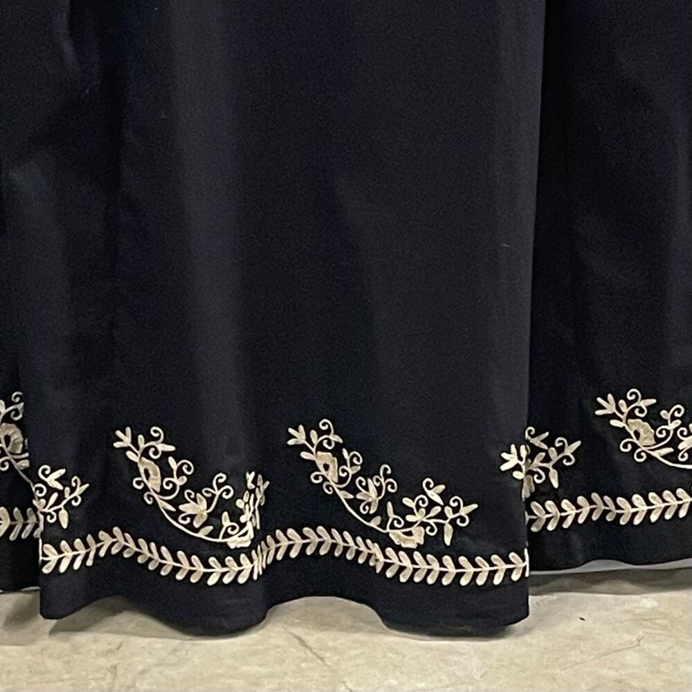 eShakti Black Embroidered Floral Fit & Flare Midi Dress 22W Pockets - Picture 10 of 14